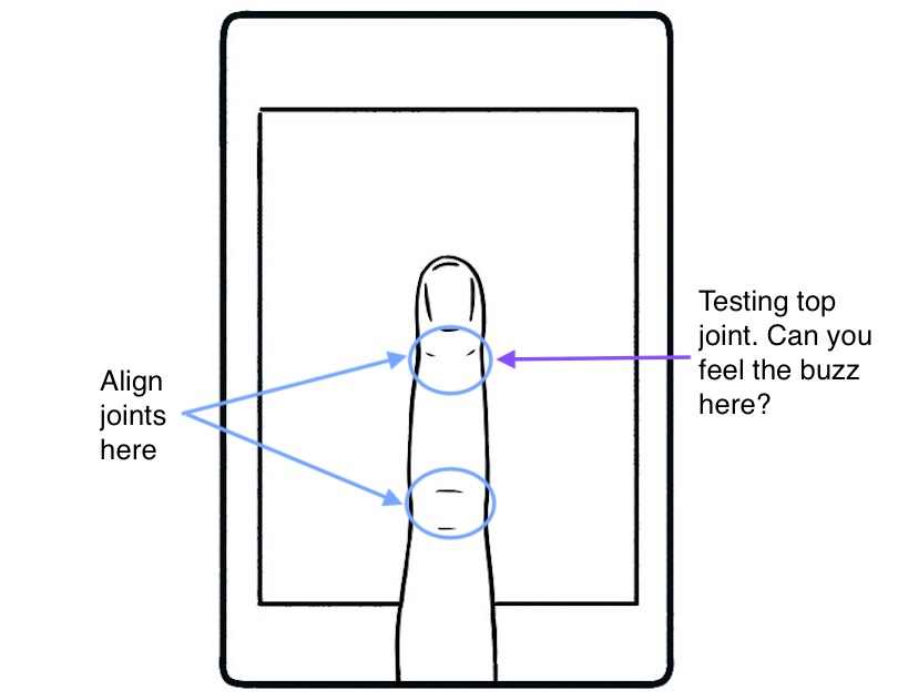 Example of the sensory vibration test on left index finger